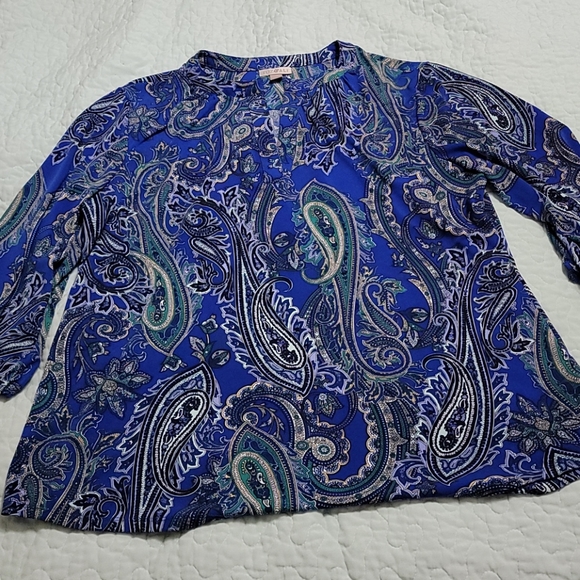 Roz & Ali Tops - Roz & Ali Paisley Blouse Sz XL